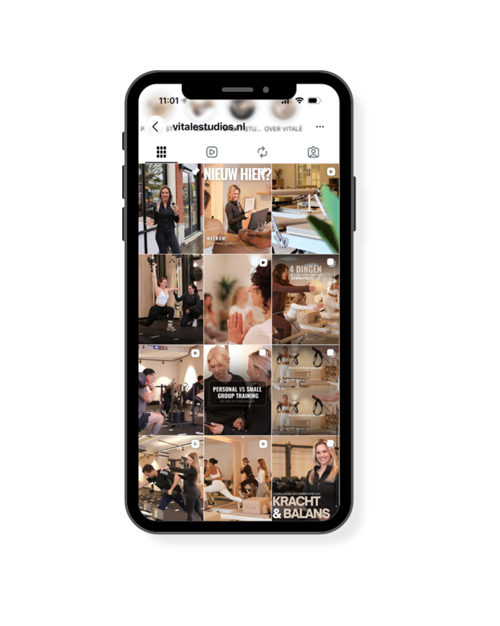 Instagram-profiel van Vital&eacute; Studios na het traject