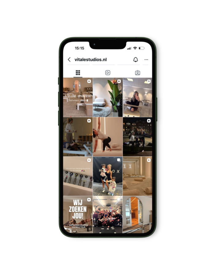 Instagram-profiel van Vital&eacute; Studios voor het traject